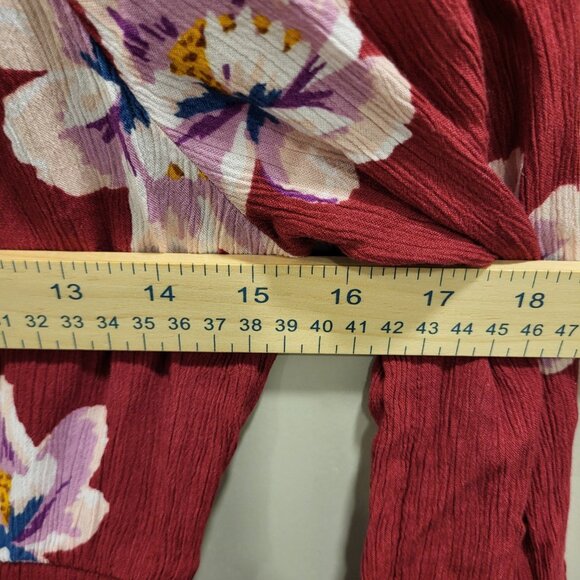 Old Navy Women Red Floral Dress Size XL Casual Boho Beach Hem Ruffle - Picture 4 of 5